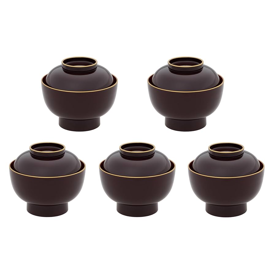 輪島塗　お椀５セット　　お椀５蓋3 吸物椀 てまり 溜 5客セット 漆塗り 12-00502 漆器の井助